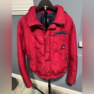 Men's Red Ski Jacket with Zippered Pockets- Vintage